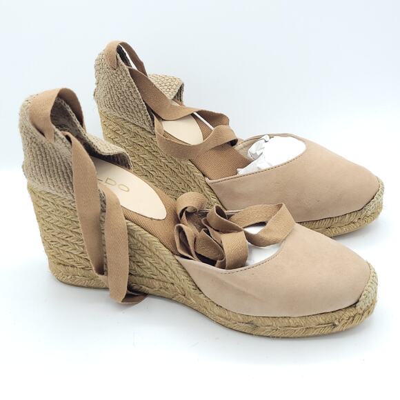 ALDO espadrille wedge tan biege women's size 10 - Picture 3 of 9